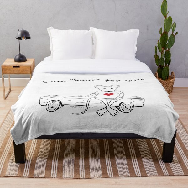 MantraMouse® I'm "Hear" for You Cartoon Throw Blanket