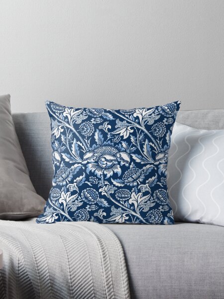 Item preview, William Morris Sunflowers, Dark Blue and White  designed and sold by Marymarice.