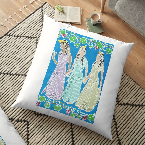 Women Of Ancient Greece Dancing Holding Hands Floor Pillow