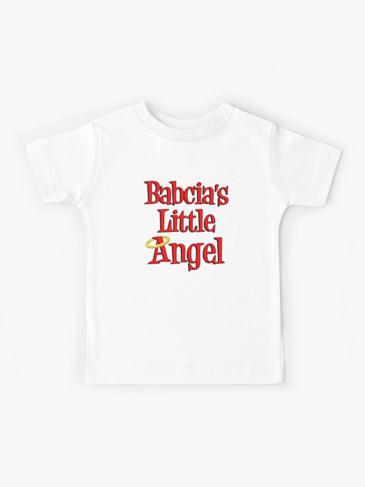 Babcia's Little Angel Halo Design Polish Grandmother Kids T-Shirt