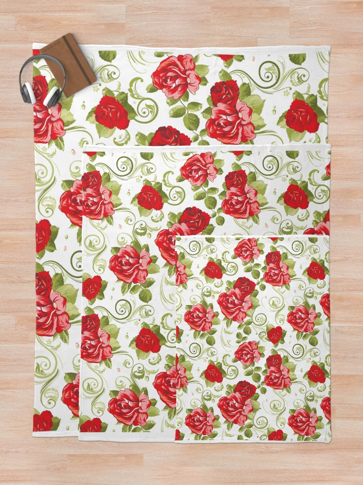 Thumbnail 5 of 6, Throw Blanket, Red Roses designed and sold by 72artteam.