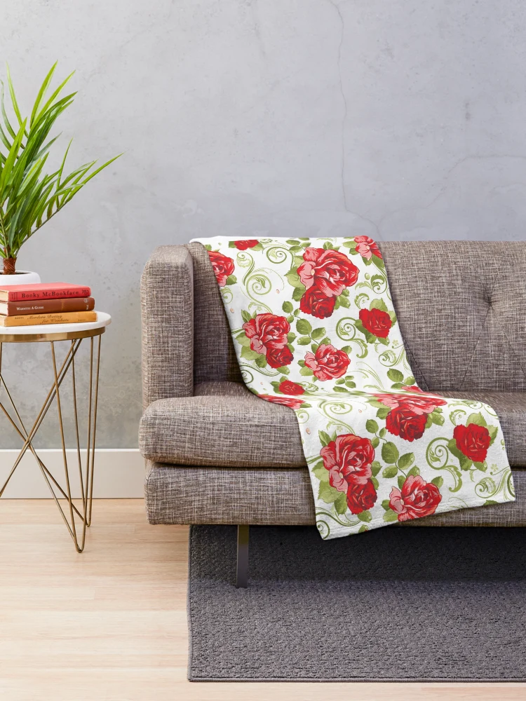 Thumbnail 2 of 6, Throw Blanket, Red Roses designed and sold by 72artteam.