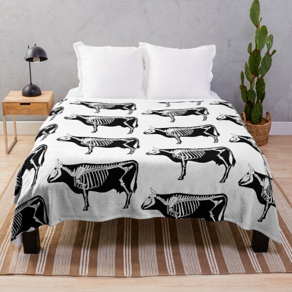 Item preview, Cow skeleton black ink print cute designed and sold by Halex0Art.