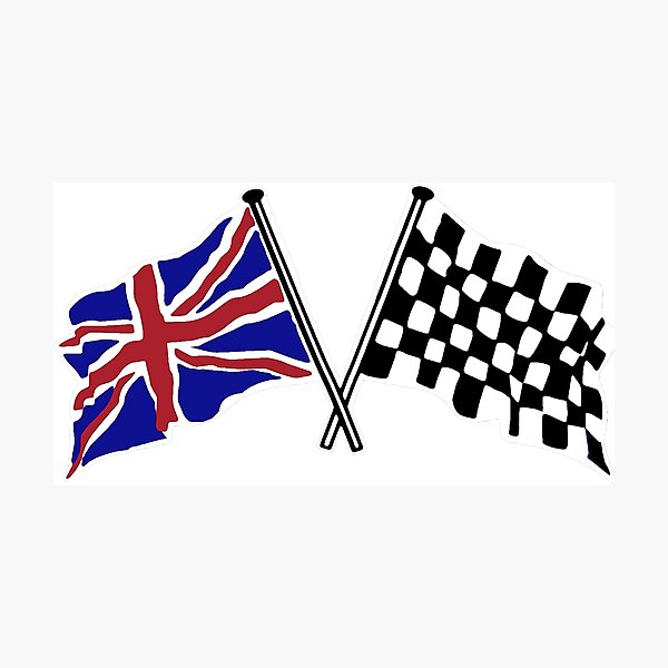 Crossed flags - Racing and Great Britain Photographic Print
