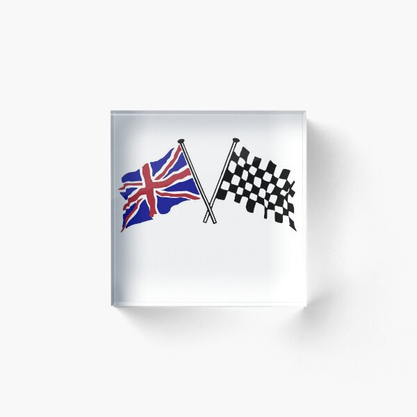 Crossed flags - Racing and Great Britain Acrylic Block