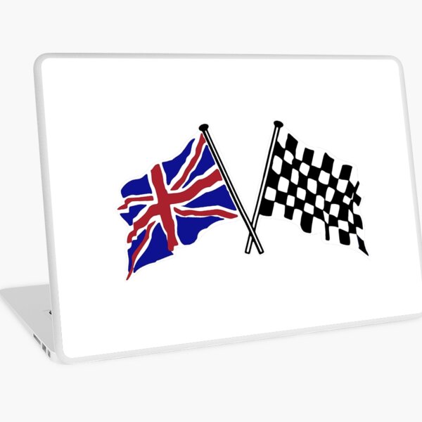 Crossed flags - Racing and Great Britain Laptop Skin
