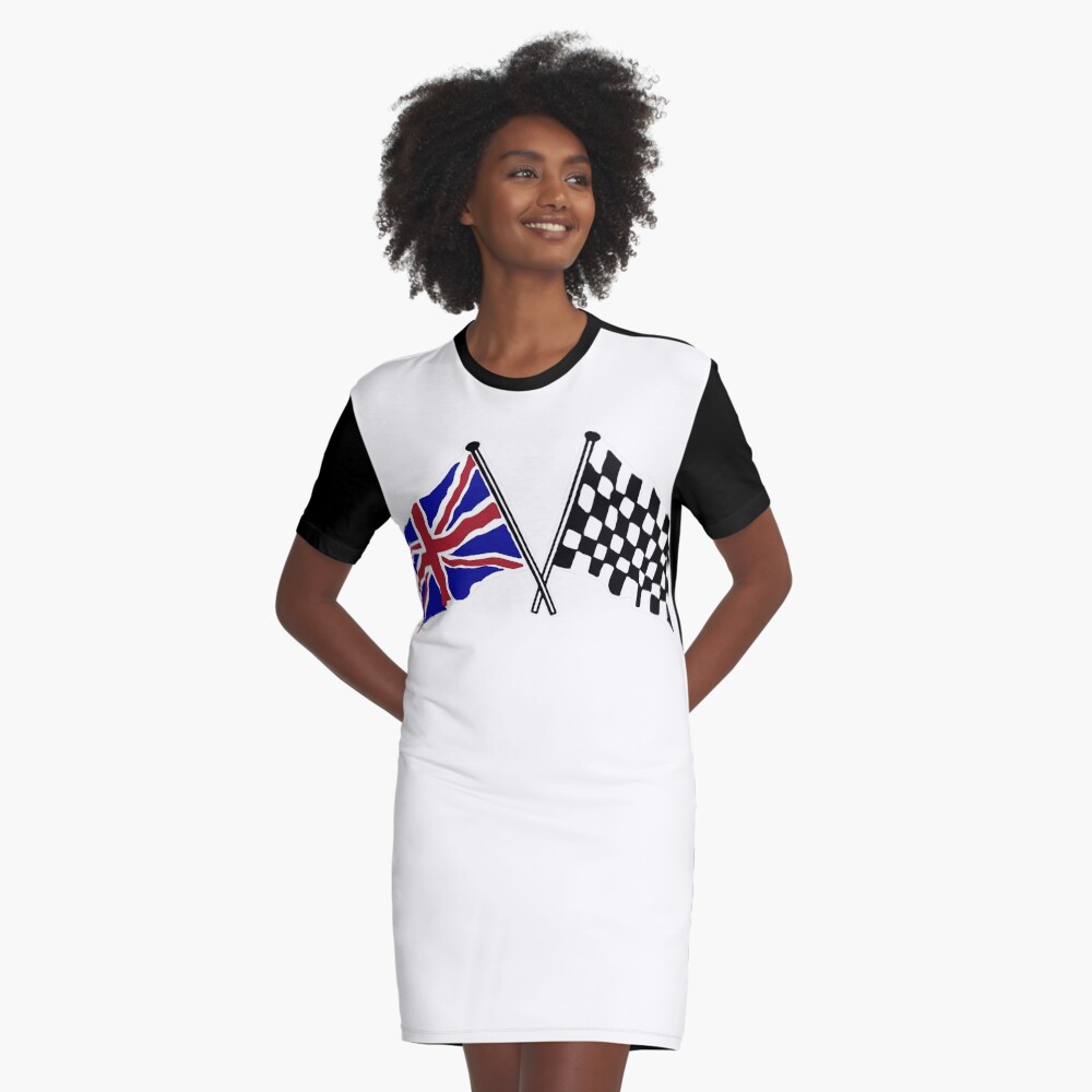 Crossed flags - Racing and Great Britain Graphic T-Shirt Dress