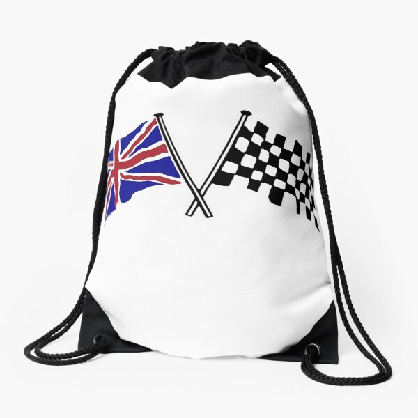 Crossed flags - Racing and Great Britain Drawstring Bag