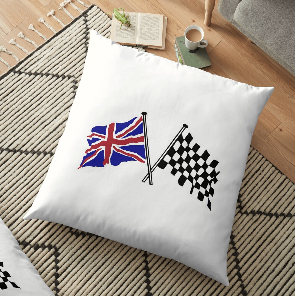 Crossed flags - Racing and Great Britain Floor Pillow