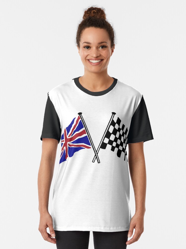 Alternate view of Crossed flags - Racing and Great Britain Graphic T-Shirt