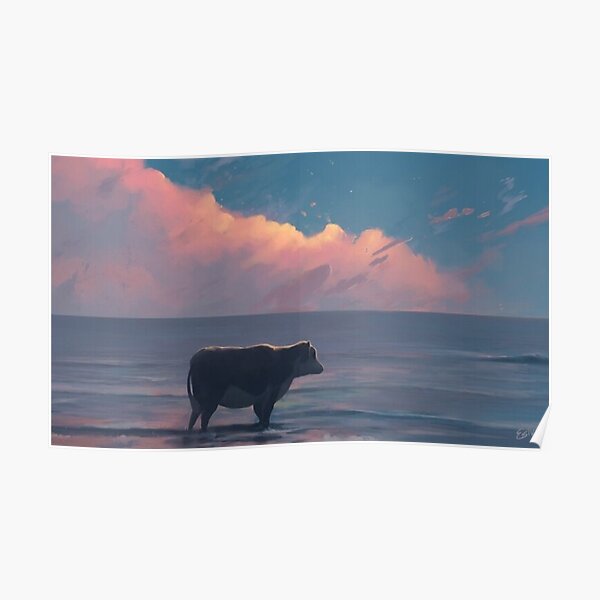 A Cow At The Sea Poster