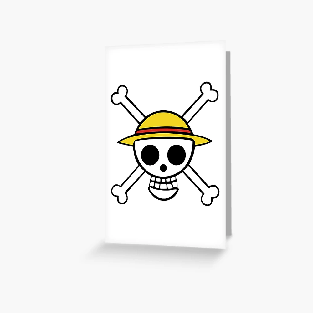 Straw hat pirates logo on a bright blue background on Craiyon