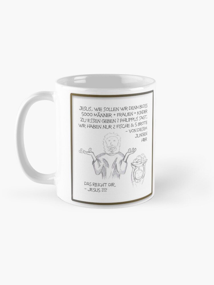 Alternative Ansicht von Petrus trifft Jesus - Cartoon-Design - Zu viele Menschen ! Tasse