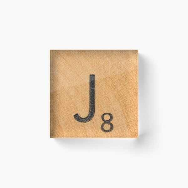 Scrabble Letter Tile 'J' Acrylic Block