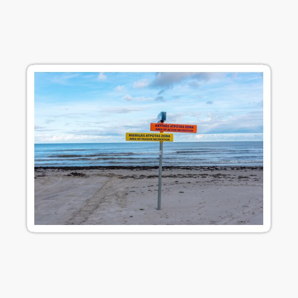 Active and Passive Recreation Sign at a Baltic Sea Beach Sticker