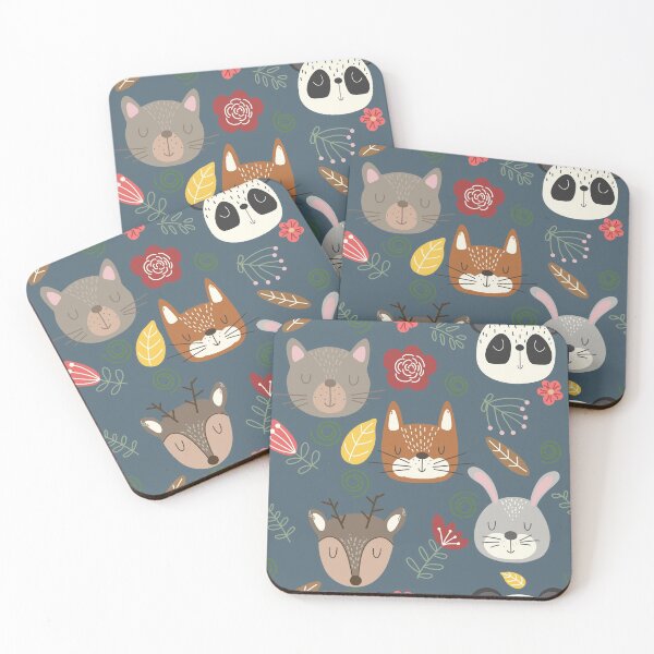 Item preview, Woodland animals kids pattern navy blue background designed and sold by Arch4Design.