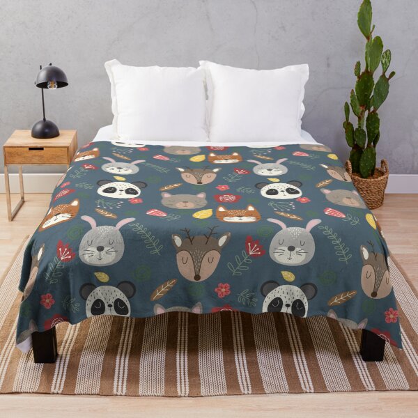 Item preview, Woodland animals kids pattern navy blue background designed and sold by Arch4Design.