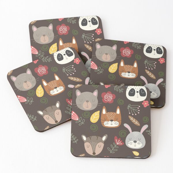 Item preview, Woodland animals kids pattern brown background designed and sold by Arch4Design.