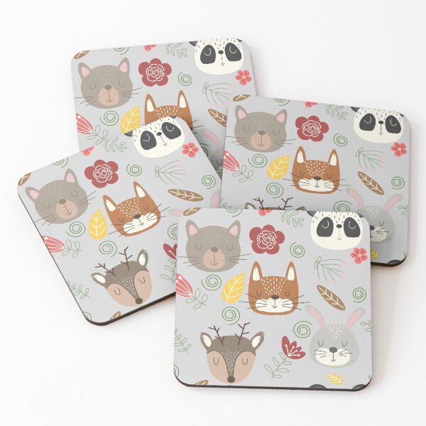 Item preview, Woodland animals kids pattern grey background designed and sold by Arch4Design.