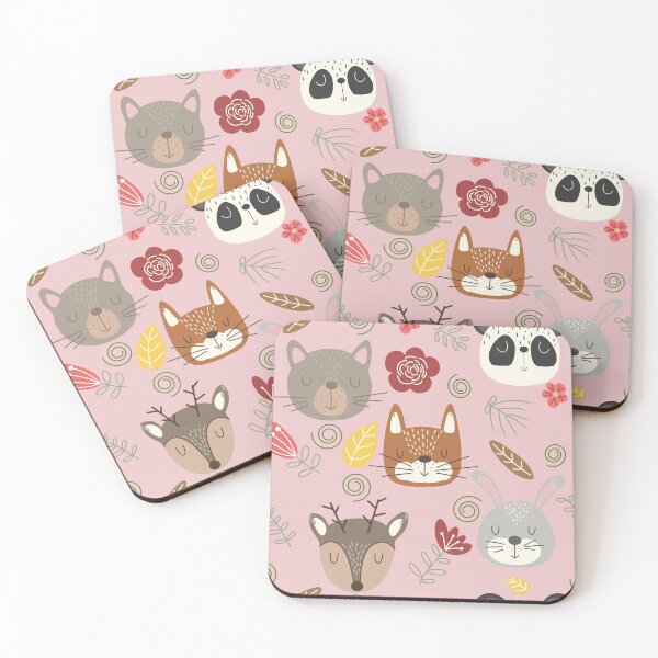 Item preview, Woodland animals kids pattern pink background designed and sold by Arch4Design.