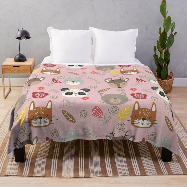 Item preview, Woodland animals kids pattern pink background designed and sold by Arch4Design.
