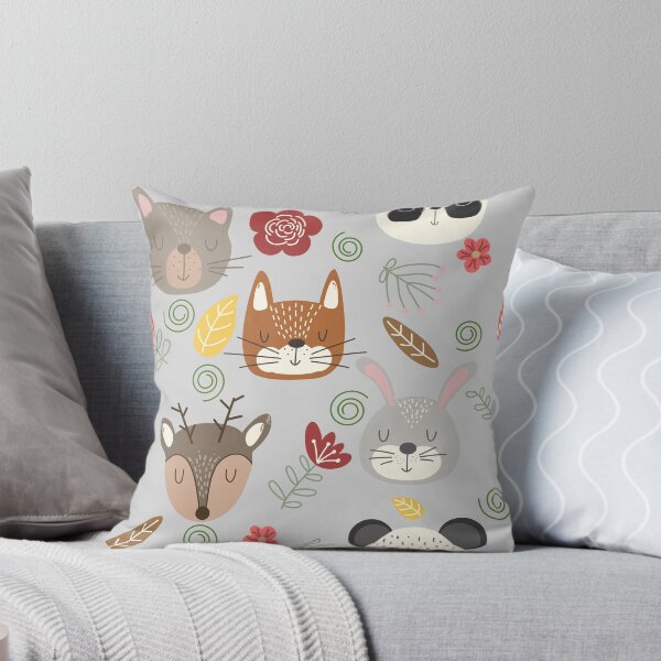 Item preview, Woodland animals kids pattern grey background designed and sold by Arch4Design.