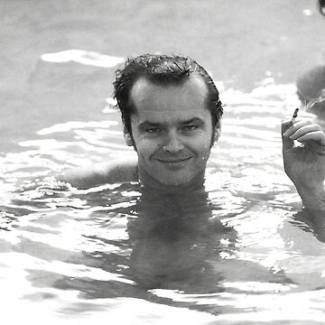 Artwork thumbnail, Jack Nicholson, Smoking in Pool, Retro Black and White Photograph by modernretro