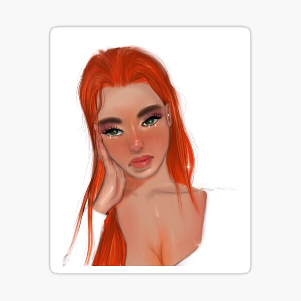 Aperçu de l'œuvre Portrait d'une belle rousse (fond blanc) créée et vendue par mahosart.