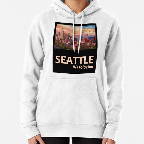 Seattle Skyline Flight Hooded Sweatshirt designed by JOOLcity