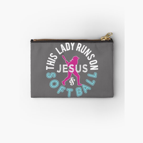 Item preview, Cute Christian design This lady Runs on Jesus and Softball designed and sold by LGamble12345.