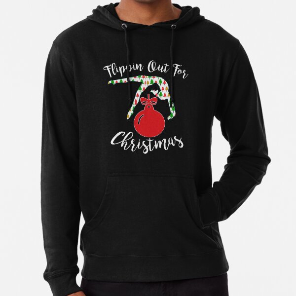 Top Fun Flippin Out for Christmas Gymnastics Design Lightweight Hoodie