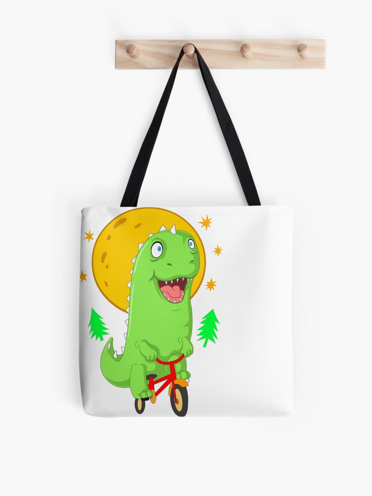 Dino Bike Fahrrad Tyrannosaurus Lustige Dinos Kinder Traumland Stofftasche Von Wasissedalos Redbubble