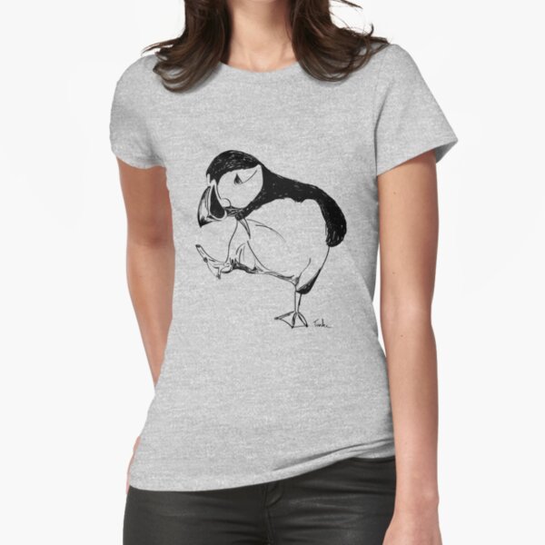Puffin takes a walk Fitted T-Shirt