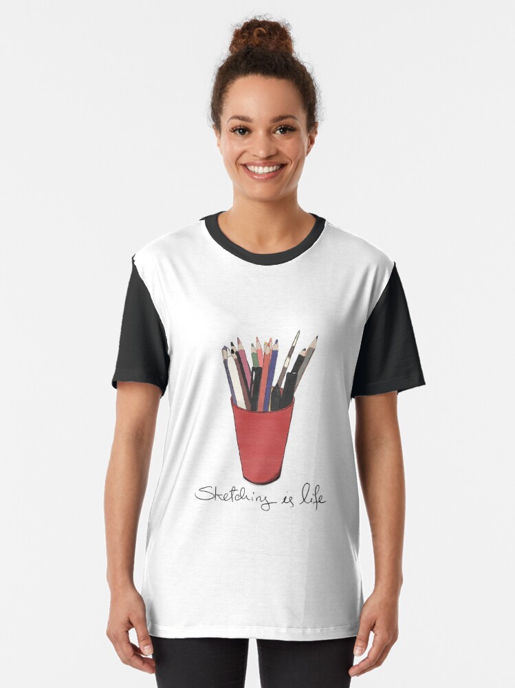 Alternate view of Sketching is Life Graphic T-Shirt