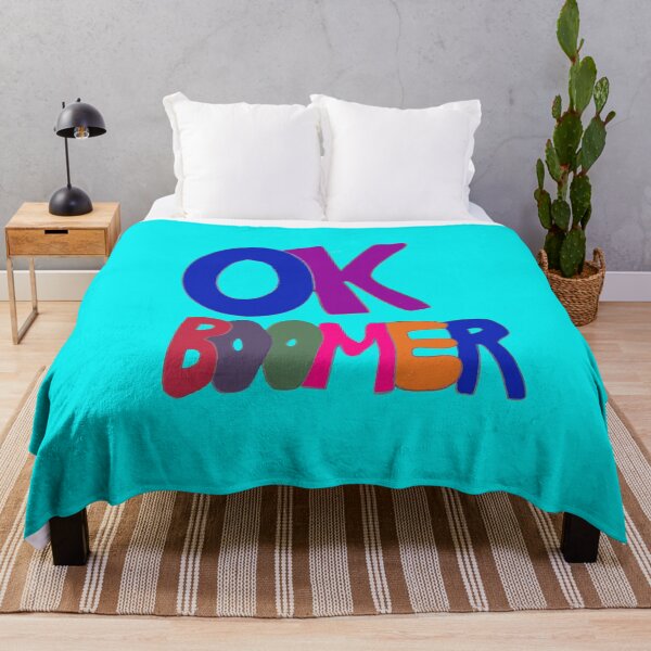 Item preview, OK Boomer in 1960s balloon lettering, Gen Z v. Baby Boomer, Climate Change designed and sold by djrunnels.