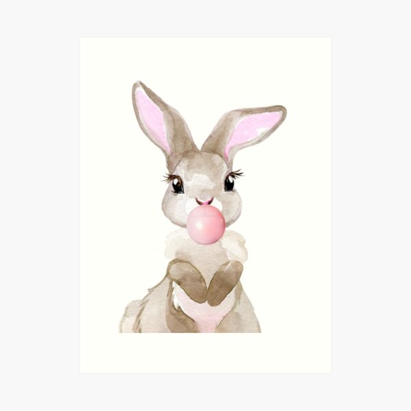 Fluffy Bunny with Bubble Gum Nursery Cute