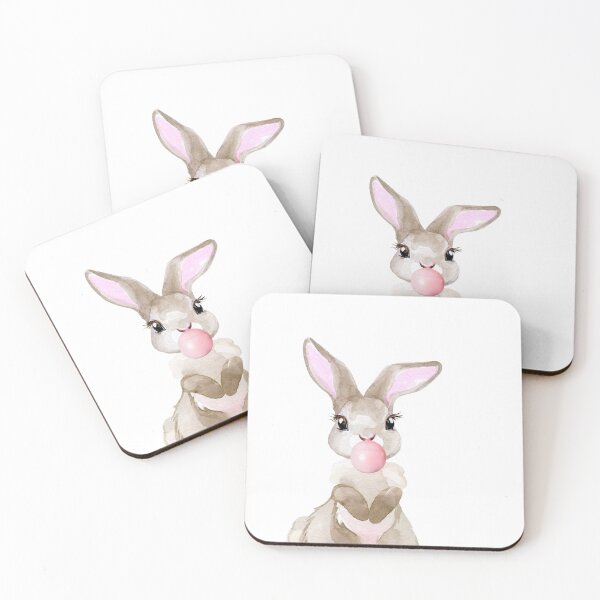 Item preview, Fluffy Bunny with Bubble Gum Nursery Cute designed and sold by ColorFlowArt.