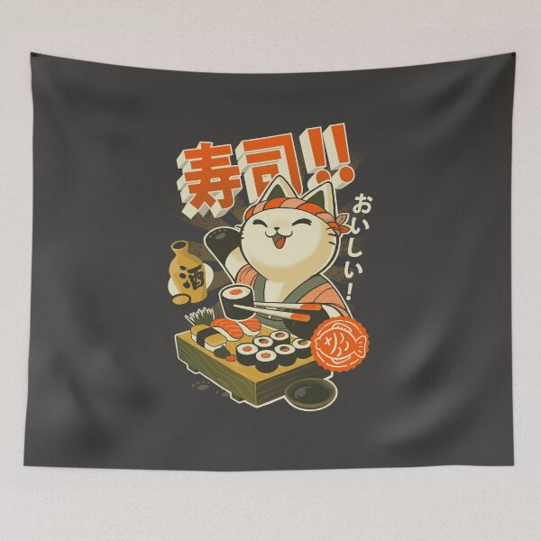 Item preview, Sushi Chef Cat - Funny Restaurant Kitty - Japanese Food designed and sold by BlancaVidal.