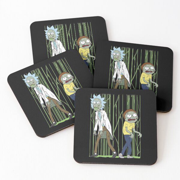 Zombies Rick and Morty Scary Zombies Costume shirt Fan Gift Coasters (Set of 4)