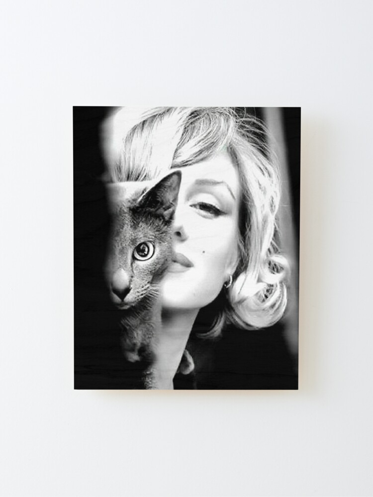 Alternate view of Marilyn Monroe with Cat, Vintage Black and White Photograph Mounted Print