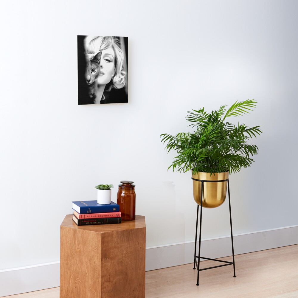 Marilyn Monroe with Cat, Vintage Black and White Photograph Mounted Print