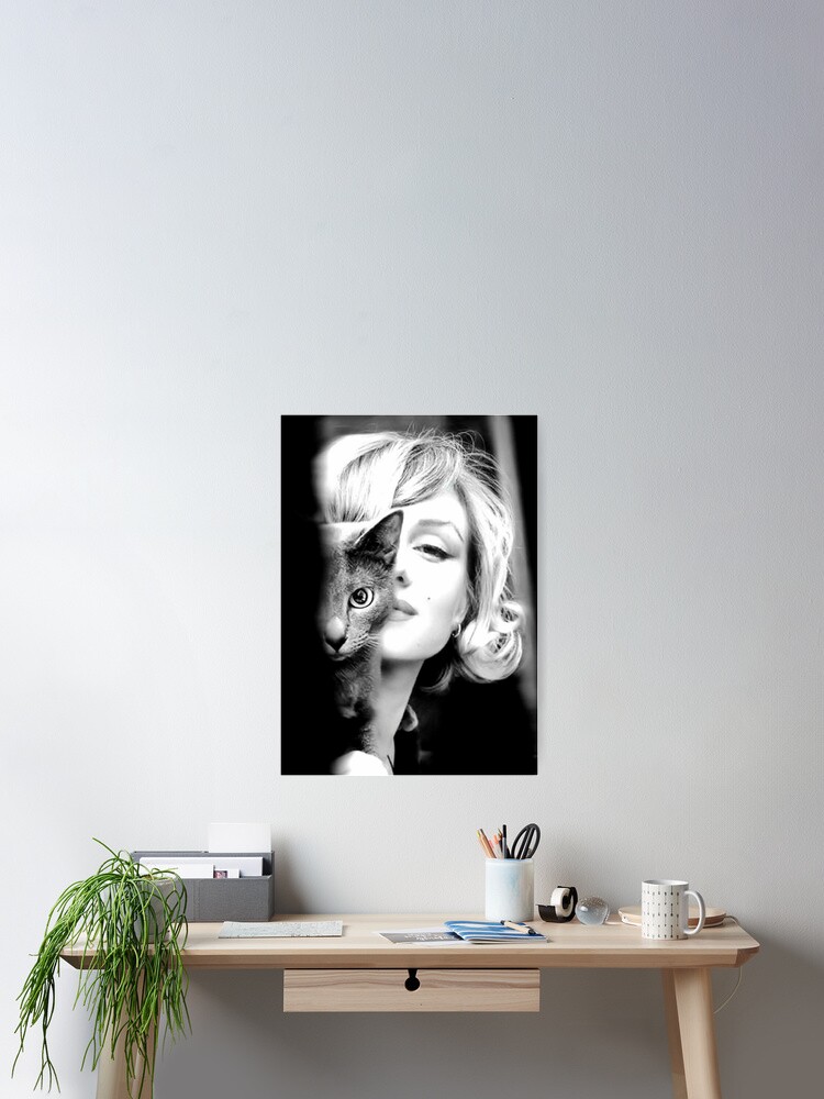 Marilyn Monroe Mit Katze Vintage Schwarzweiss Fotografie Poster Von Modernretro Redbubble