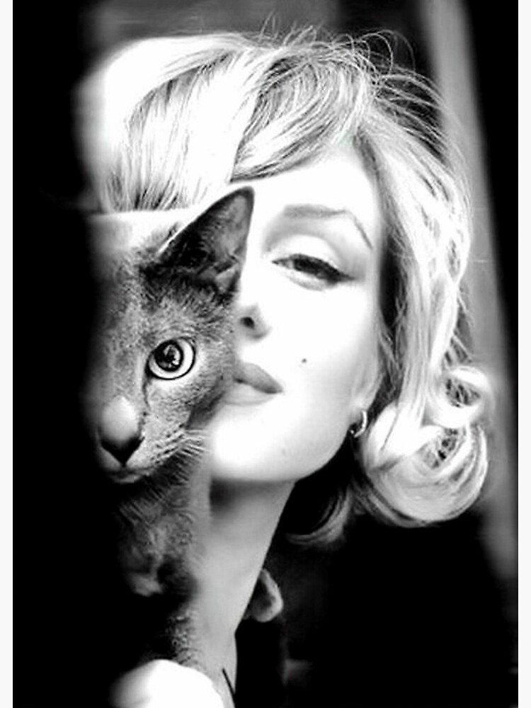 Thumbnail 3 of 3, Canvas Print, Marilyn Monroe with Cat, Vintage Black and White Photograph designed and sold by modernretro.