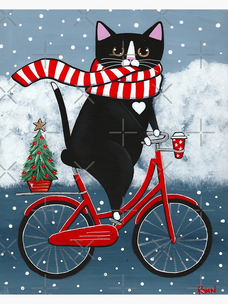 Tuxedo Cat Winter Bicycle Ride by kilkennycat