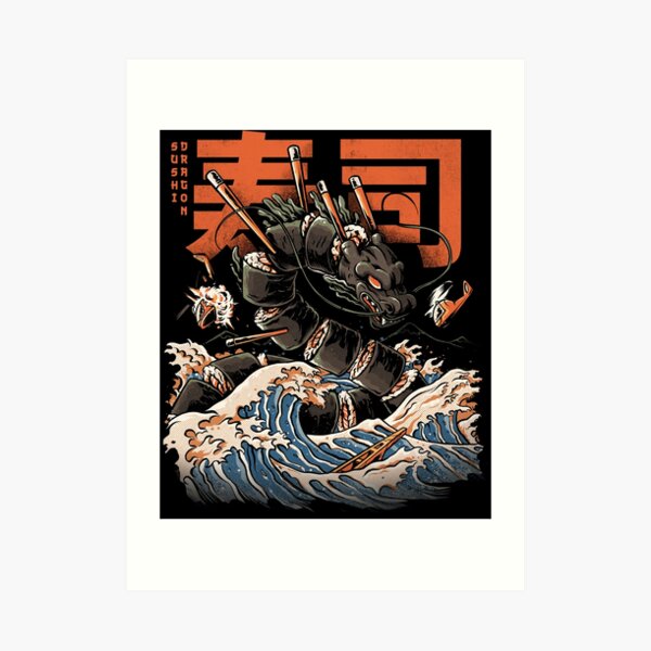The Black Sushi Dragon Art Print