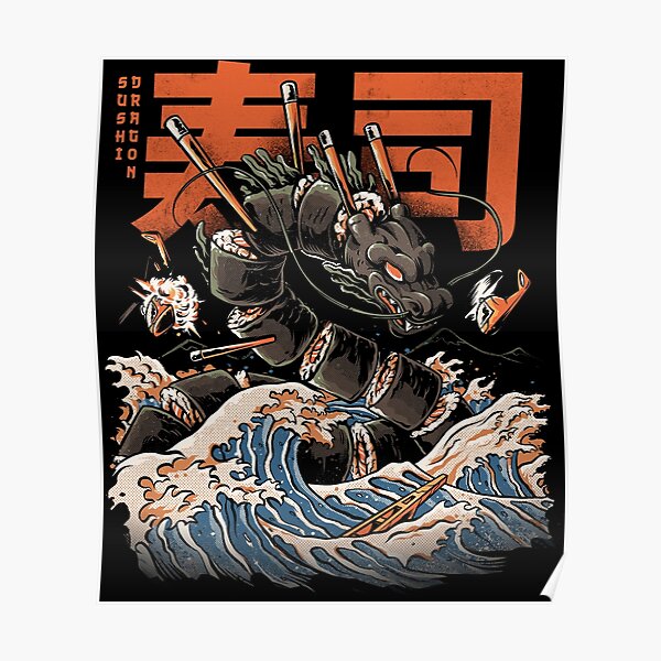 Der schwarze Sushi-Drache Poster