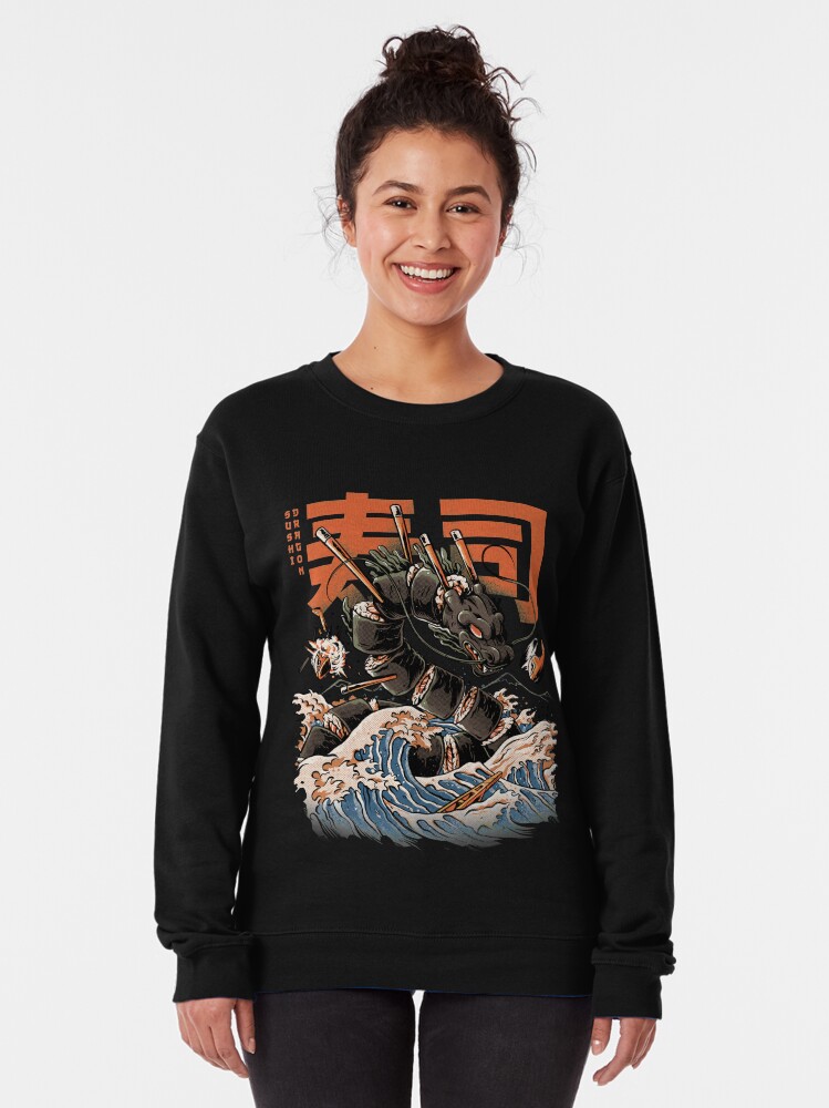 Alternate view of The Black Sushi Dragon Pullover Sweatshirt