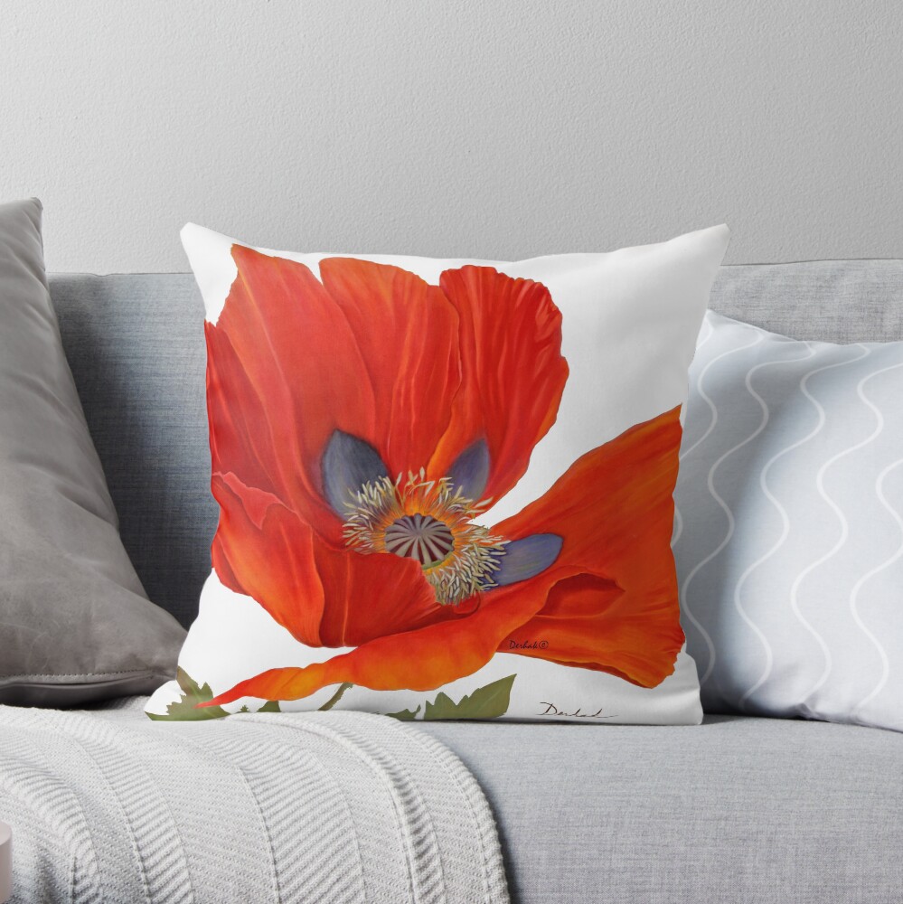 Orange Poppy By Dianna Derhak Throw Pillow
