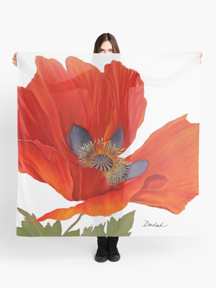 Thumbnail 1 of 3, Scarf, Orange Poppy By Dianna Derhak designed and sold by DiannaDerhak.