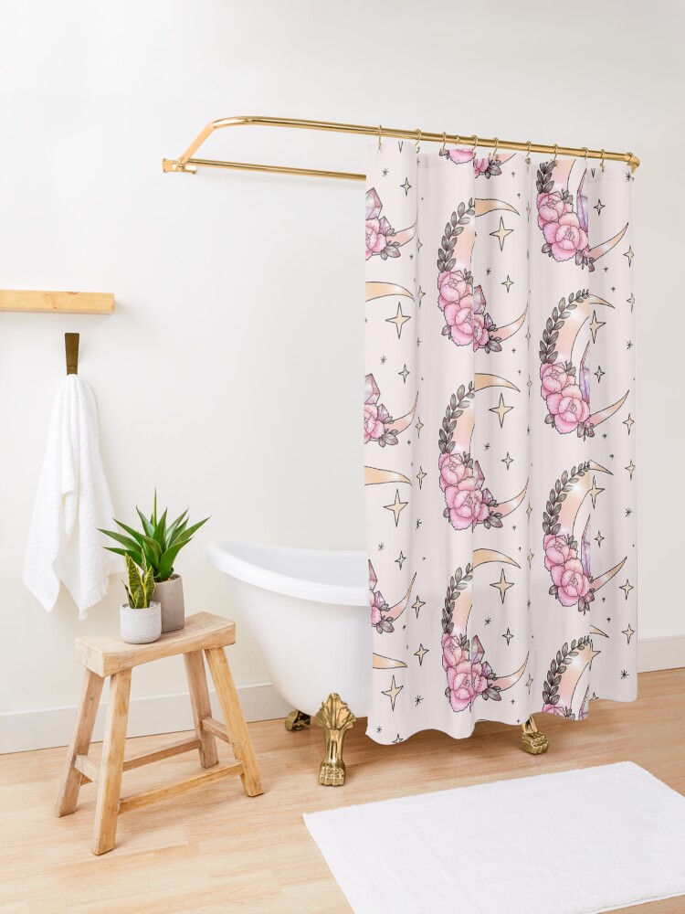 Alternate view of Moon & Crystals Shower Curtain